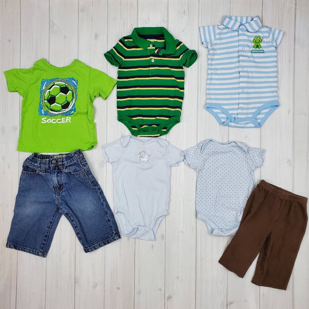 9 Month Baby Boys Lot - Short Sleeve Bodysuits, Pants, Shirt